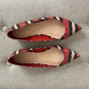 Loeffler Randall red snakeskin print flats